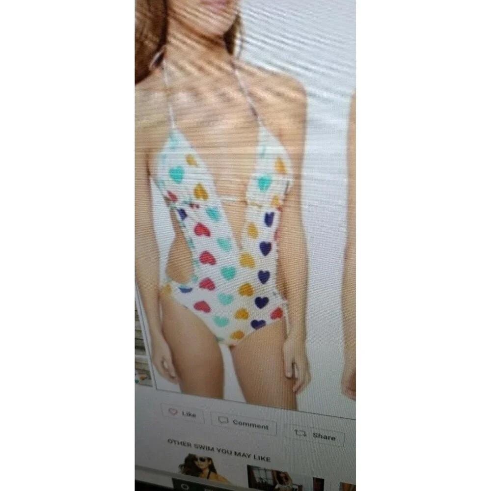 Wildfox Vintage Hearts White Multicolor Tie Bikini Swim Bottoms sz XS